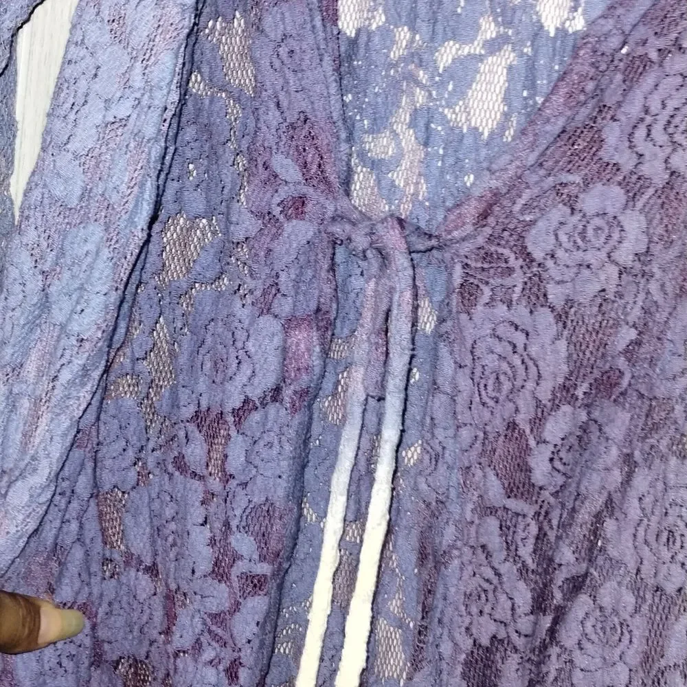Free People One Purple and White Ombre Lace Duster Wrap Cardigan - Picture 5 of 8